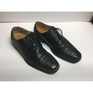 Sandro Moscolini Mens Shoes Black Pebbled Leather Cap Toe Lace Up Oxfords Sz 10D